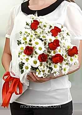 Kırmızı Güller ve Papatyalar