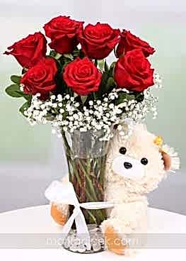 Vazoda 7 Gül ve Ayıcık