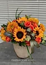 Turuncu Gül ve Ay çiçeği Aranjmanı